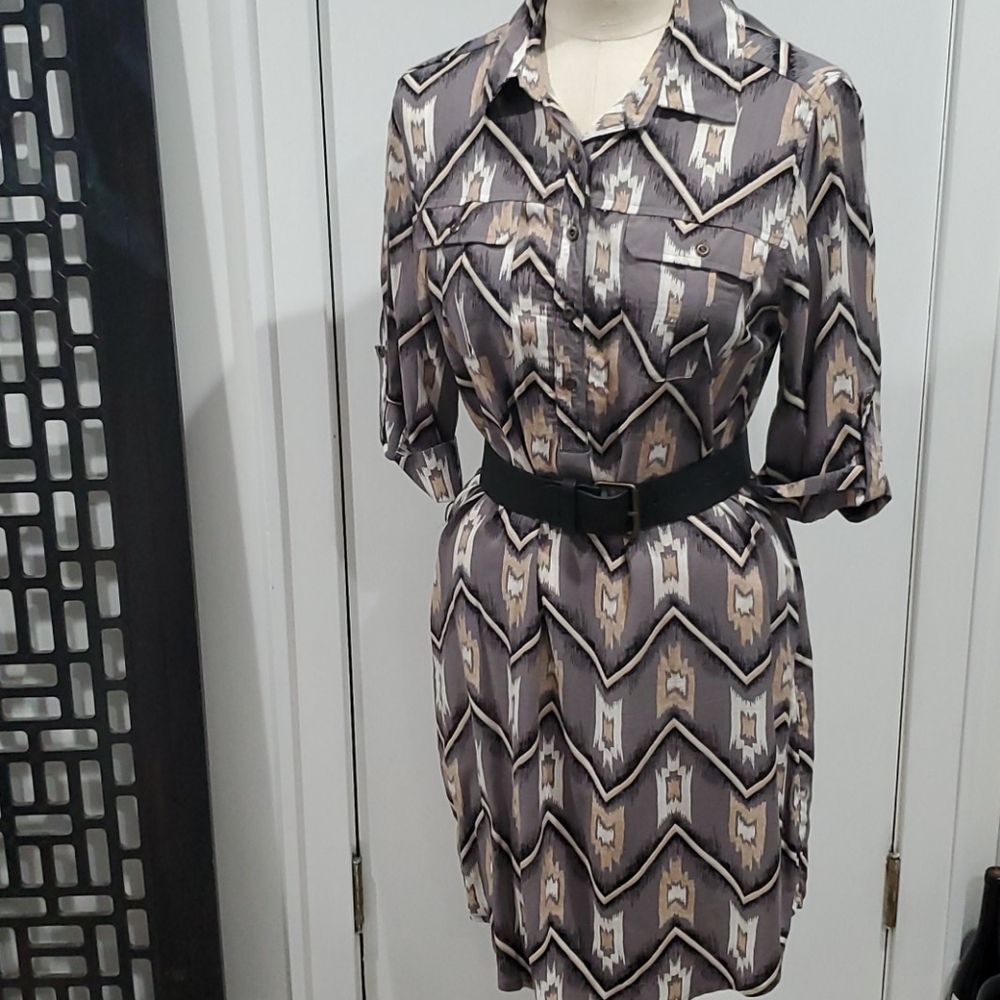 NWOT Canyon River Blues Bohemian 3/4 Sleeve Shirt Dress Medium